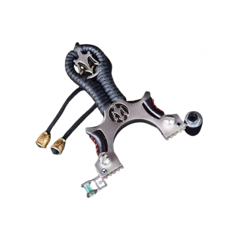 Set praștie de precizie multifuncțională cu laser si 110 bile metalice 8 mm, DEPOX®, metal cu vizor optic, 2 elastice de rezervă, 11 cm, negru [4]