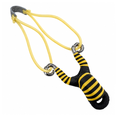Prastii profesionale de vanatoare - Praștie din aliaj cu benzi elastice DEPOX®, mâner ergonomic, 13 cm, galben