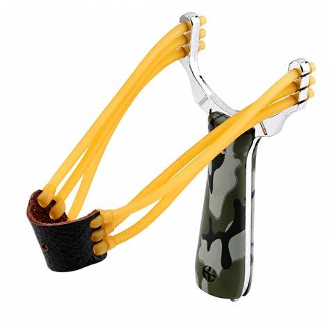 Set praștie metalică si doua benzi elastice de rezerva DEPOX®, maner camuflaj, 14.5 cm [3]