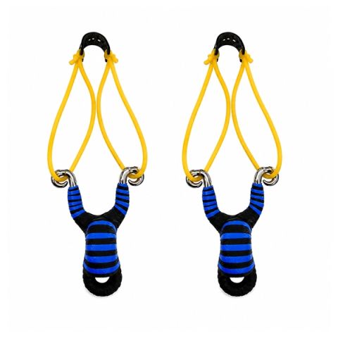 VANATOARE, DRUMETII & CAMPING - Set doua prastii din aliaj cu benzi elastice DEPOX®, mâner ergonomic, 13 cm, albastru