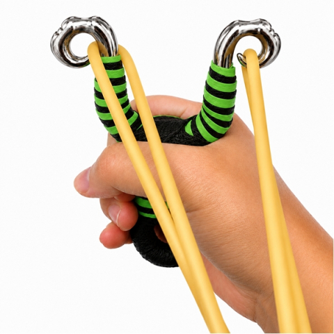 Praștie din aliaj cu benzi elastice DEPOX®, mâner ergonomic, 13 cm, verde [2]