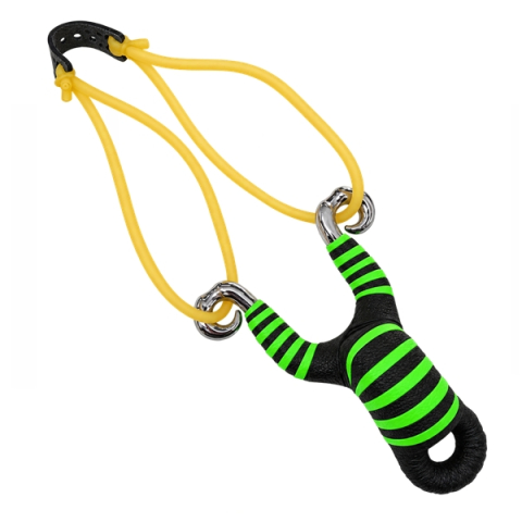 VANATOARE, DRUMETII & CAMPING - Praștie din aliaj cu benzi elastice DEPOX®, mâner ergonomic, 13 cm, verde