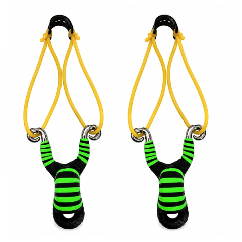 VANATOARE, DRUMETII & CAMPING - Set doua prastii din aliaj cu benzi elastice DEPOX®, mâner ergonomic, 13 cm, verde