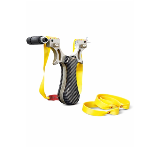 Praștie profesională din aluminiu si 110 bile metalice 8 mm, DEPOX®, mâner ergonomic imitatie carbon, prindere rapidă, 12 cm [2]