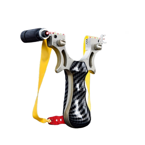 Praștie profesională metalică cu 3 zgarciuri, maner imitatie carbon, 12 cm [1]