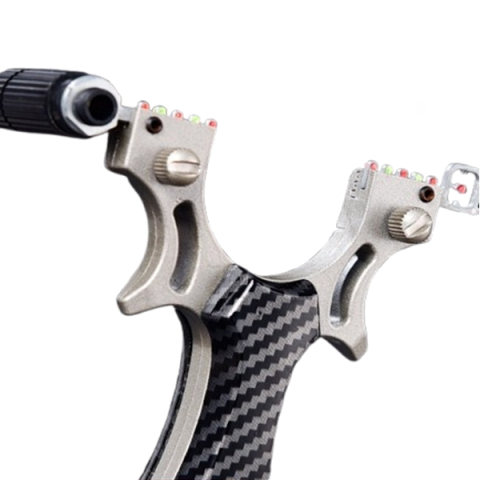 Set praștie profesională din aluminiu si 100 bile metalice 10 mm, DEPOX®, mâner ergonomic imitatie carbon, prindere rapidă, 12 cm [5]