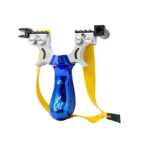 Set praștie profesională PVC cu laser si 100 bile metalice 11 mm, DEPOX®, pentru vânătoare și tir outdoor, albastru, 11.5 cm [3]
