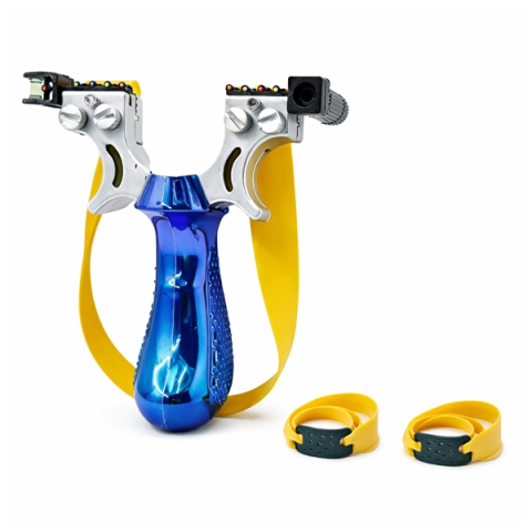 Prastii profesionale de vanatoare - Praștie profesională PVC cu laser, DEPOX®, pentru vânătoare și tir outdoor, albastru, 11.5 cm