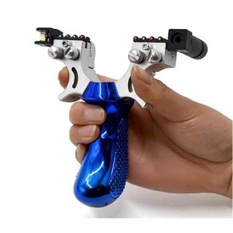 Praștie profesională PVC cu laser, DEPOX®, pentru vânătoare și tir outdoor, albastru, 11.5 cm [4]