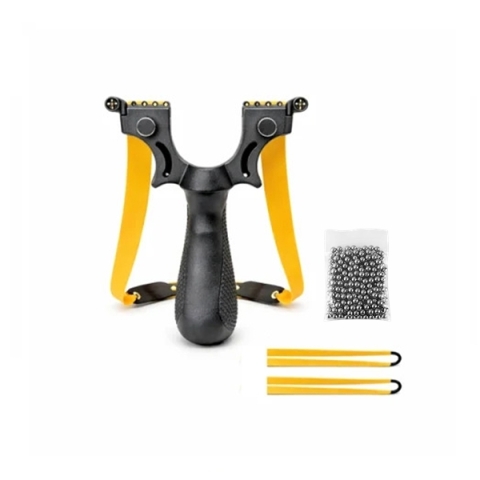 Prastii profesionale de vanatoare - Set prastie PVC si 100 bile metalice 6 mm, DEPOX®, plastic, 11.5 cm, argintiu