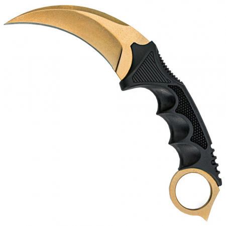 Cutite vanatoare - Cutit karambit IdeallStore®, Golden Claw, otel inoxidabil, auriu, 18.5 cm