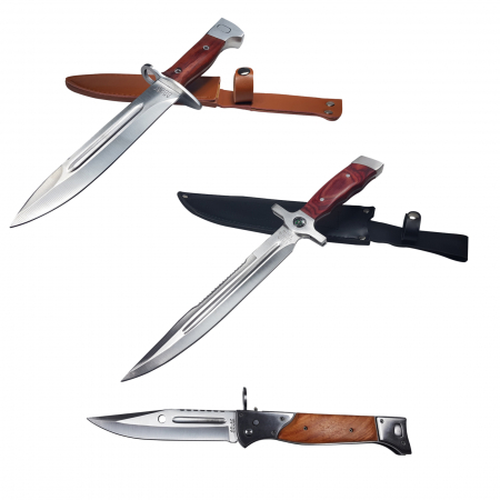 Seturi de cutite & accesorii vanatoare si tactice - Set 2 cutite vanatoare, cadou briceag automatic AK-47