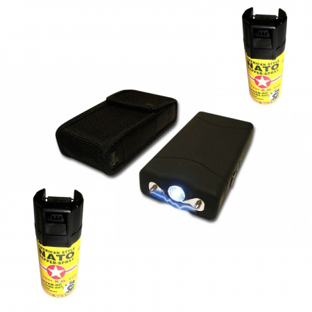 Seturi & accesorii autoaparare - Kit autoaparare format electrosoc TW 800 si set 2 spray-uri Nato paralizant 60ml