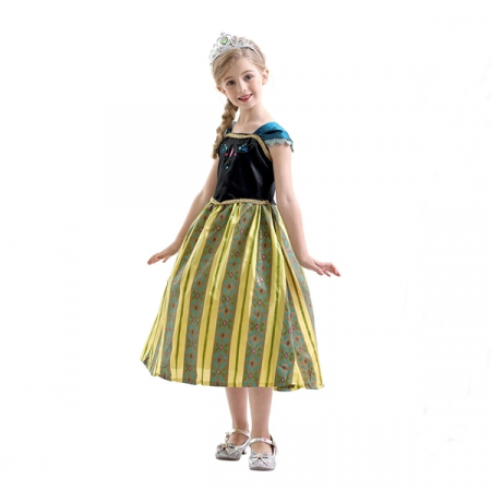 Costume Halloween copii - Rochie carnaval Anna Frozen , 3-5 ani , Multicolor, 110 cm