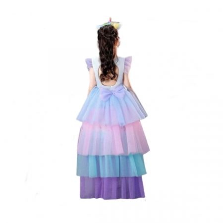 Rochie Unicorn cu trena detasabila, Alb, 3-5 ani, 100-110 cm [6]