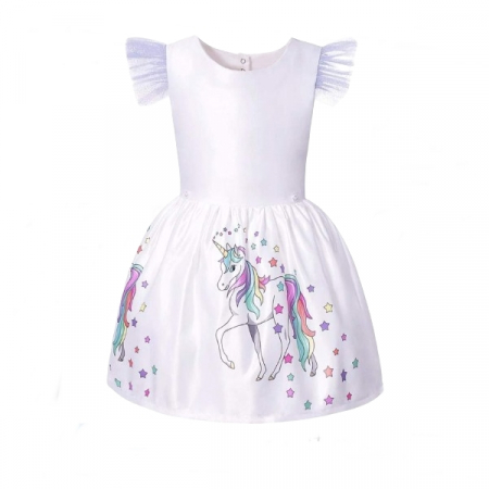Rochie Unicorn cu trena detasabila, Alb, 3-5 ani, 100-110 cm [3]
