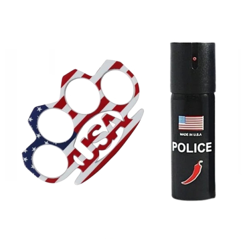 Pumnaluri si boxuri - Set rozeta American Flag si spray autoaparare chili DEPOX®, 11 cm/60 ml, multicolor