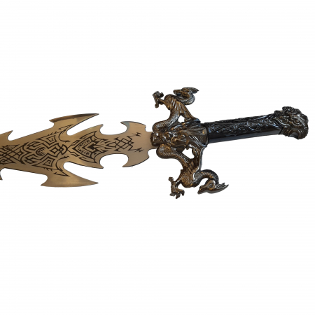 Sabie decorativa IdeallStore®, panoplie lemn, Duo Dragon, 110 cm, maro [4]