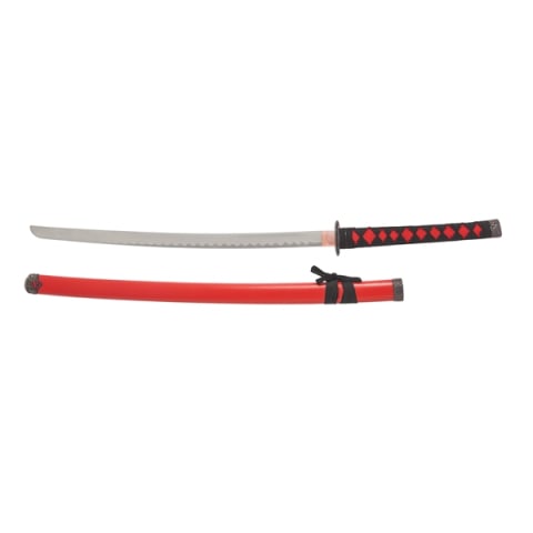 Sabie katana decorativa DEPOX®, panoplie, rosu, metal, 51.5 cm, suport inclus [1]