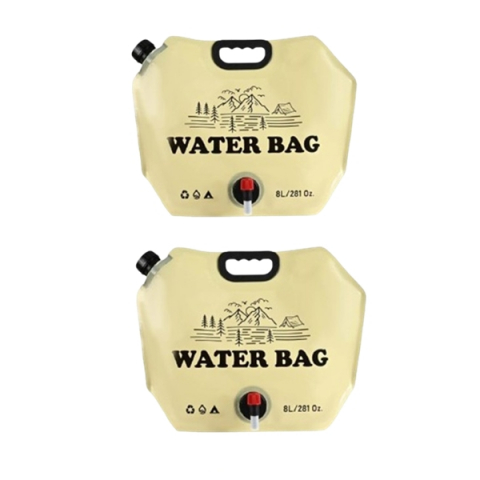 SPORT & TIMP LIBER - Set 2 saci de apa pliabili 8L, pentru camping si calatorii, bej