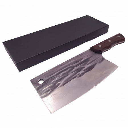 Cutite macelarie - Satarul bucatarului IdeallStore®, lucrat manual, Game Changer, 32 cm, otel inoxidabil, 700 g, maro
