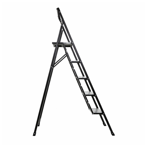 Scara pliabila aluminiu 5 trepte, DEPOX®, antiderapanta, compacta, negru, 157 cm [1]