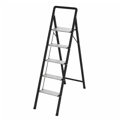 Scara pliabila aluminiu 5 trepte, DEPOX®, antiderapanta, compacta, negru, 157 cm