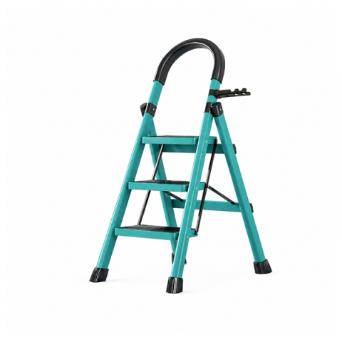Accesorii mese si scaune - Scara pliabila metalica 3 trepte, DEPOX®, antiderapanta, compacta, albastru, 125 cm