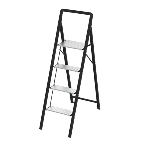 Accesorii mese si scaune - Scara pliabila aluminiu 4 trepte, DEPOX®, antiderapanta, compacta, negru, 138 cm