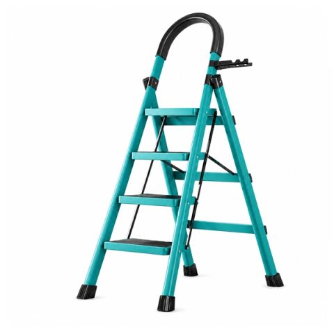 Accesorii mese si scaune - Scara pliabila metalica 4 trepte, DEPOX®, antiderapanta, compacta, albastru, 145 cm