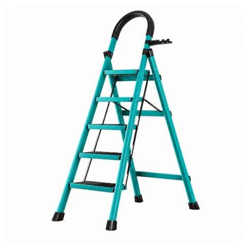 Accesorii mese si scaune - Scara pliabila metalica 5 trepte, DEPOX®, antiderapanta, compacta, albastru, 165 cm