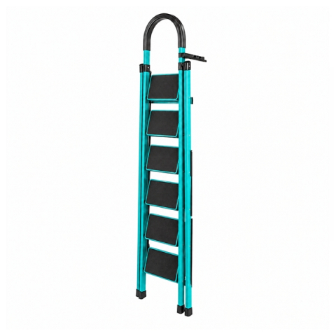 Scara pliabila metalica 6 trepte, DEPOX®, antiderapanta, compacta, albastru, 173 cm [2]