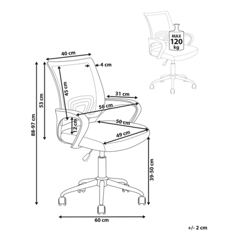 Scaun pentru birou,  DEPOX®, rotativ, 57 x 51 x 90 cm, negru [4]