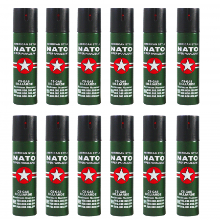 Seturi & accesorii autoaparare - Set 12 sprayuri autoaparare NATO, propulsie jet, 60 ml