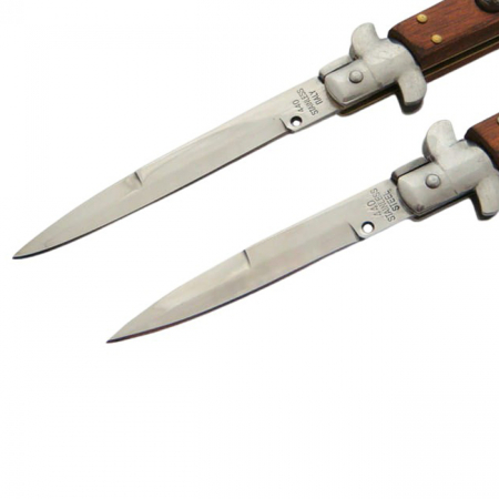 Set 2 briceaguri automat de vanatoare IdeallStore®, Italian Blade, Stiletto, otel inoxidabil, maro [1]