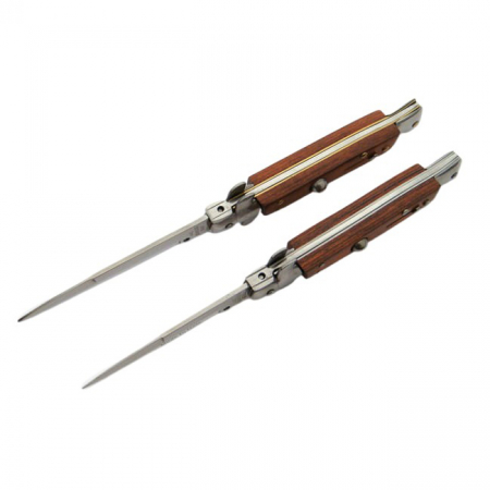 Set 2 briceaguri automat de vanatoare IdeallStore®, Italian Blade, Stiletto, otel inoxidabil, maro [2]