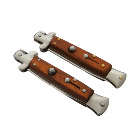Set 2 briceaguri automat de vanatoare IdeallStore®, Italian Blade, Stiletto, otel inoxidabil, maro [3]