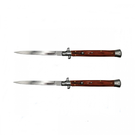 Bricege - Set 2 Bricege automate, Italian Blade, Stiletto, IdeallStore®, otel inoxidabil, 33 cm, husa inclusa, maro