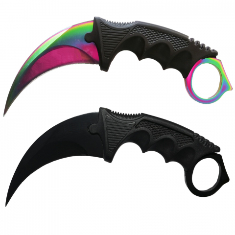 SPORT & TIMP LIBER - Set Cutit Briceag Karambit CS:GO, Black,negru, plus teaca si snur + Cutit Briceag Karambit CS:GO, multicolor,fade, plus teaca si snur