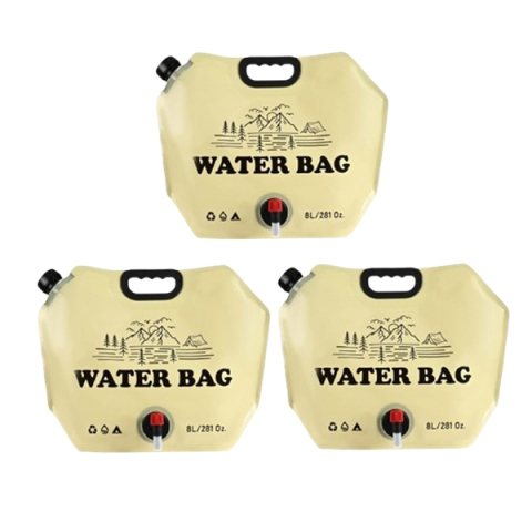Accesori camping & drumetii - Set 3 saci de apa pliabili 8L, pentru camping si calatorii, bej