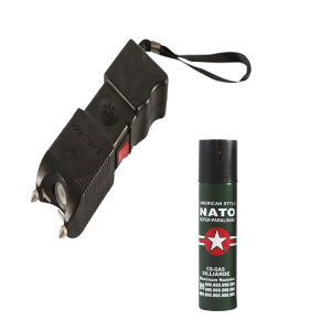 Seturi & accesorii autoaparare - Electrosoc, negru, 400 KV, spray paralizant NATO 60 ml cadou
