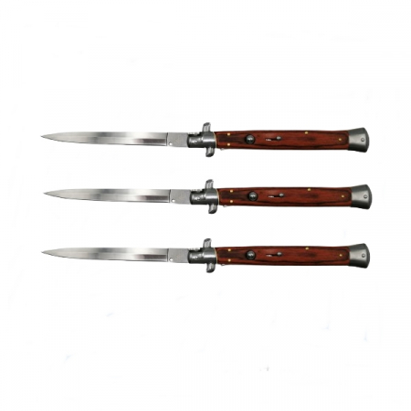 Bricege - Set 3 Bricege automate, Italian Blade, Stiletto, IdeallStore®, otel inoxidabil, 33 cm, husa inclusa, maro