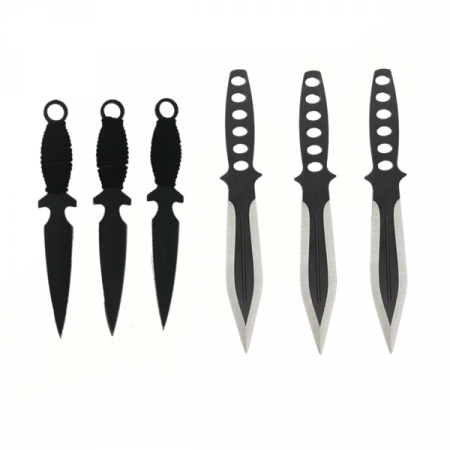 SPORT & TIMP LIBER - Set 3 cutite de aruncat Ballistic Blades si trei cutite de aruncat, Black Fury, IdeallStore®, otel inoxidabil