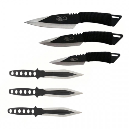 CASA SI GRADINA - Set 3 cutite de aruncat DEPOX®, 22.5 cm si 3 cutite de aruncat, 24.5 cm , husa inclusa