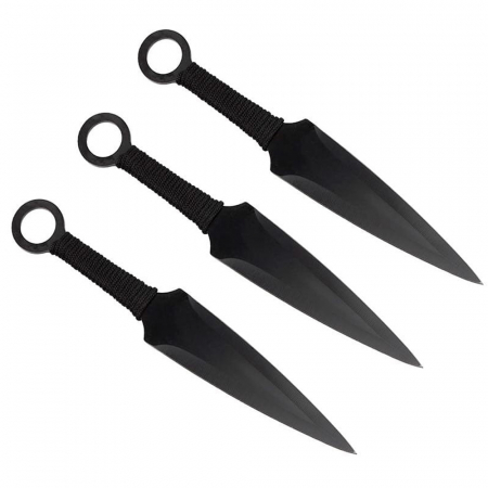 Set 3 cutite de aruncat IdeallStore®, Giant Kunai, 23 cm, negru, husa inclusa [3]