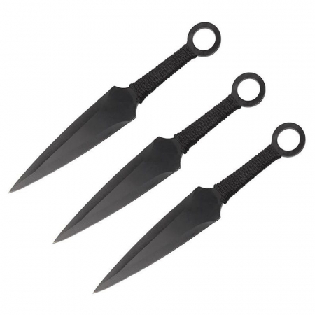 Set 3 cutite de aruncat IdeallStore®, Giant Kunai, 23 cm, negru, husa inclusa [1]