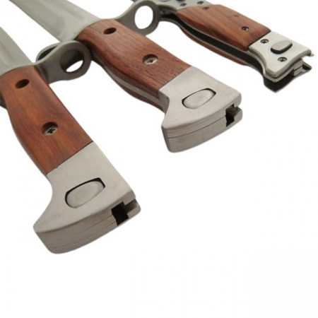 Set 3 cutite de vanatoare IdeallStore®, Ak Attack, otel inoxidabil, maro, teaca inclusa [2]
