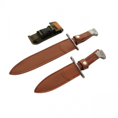 Set 3 cutite de vanatoare IdeallStore®, Ak Attack, otel inoxidabil, maro, teaca inclusa [4]