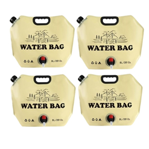 Accesori camping & drumetii - Set 4 saci de apa pliabili 8L, pentru camping si calatorii, bej
