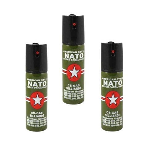 Spray autoaparare - Set 3 Spray-uri Paralizante NATO Defence, 90 ml, Propulsie Jet, Verde